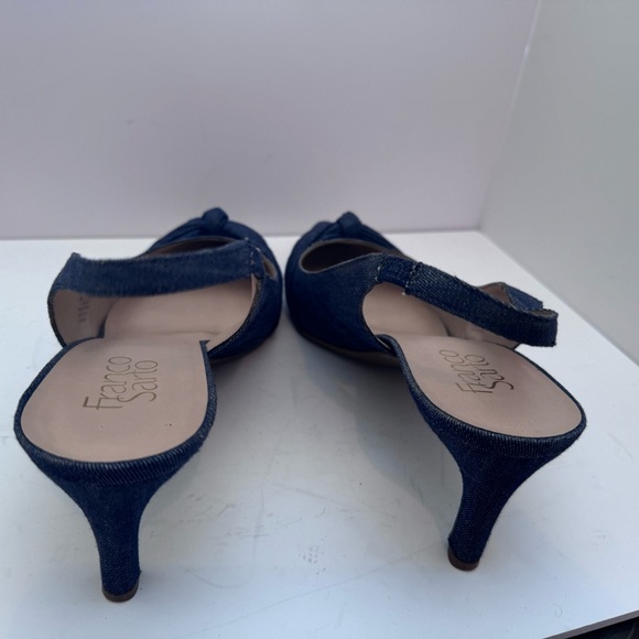 Franco Sarto denim kitten heel slingback size 10 - Picture 3 of 5